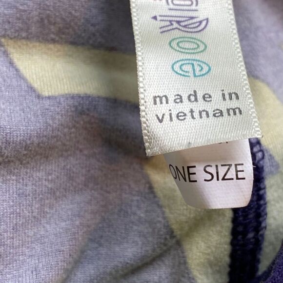 0237 LuLaRoe Size OS Leggings Purple and Yellow Zigzag Graphic Print New - Picture 3 of 4